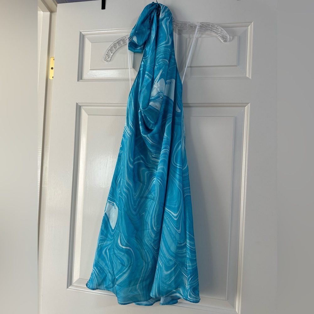 Amanda Uprichard Teal Marble Mini Dress - Picture 3 of 3